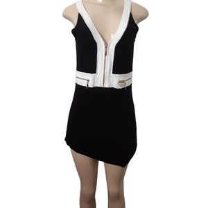 VENUS Black and White Zip-Front Tunic